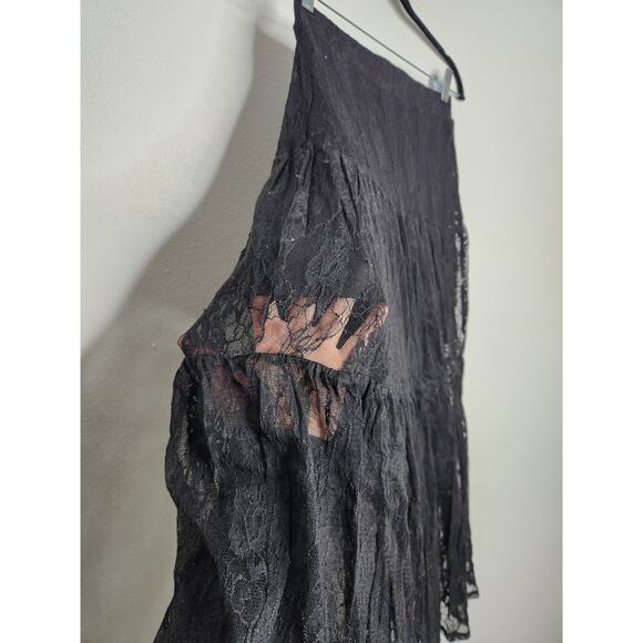 Y2k Kiva Maxi Black Lace Skirt Sheer Goth Emo Punk Fairy Whimsy Medium - Picture 4 of 7